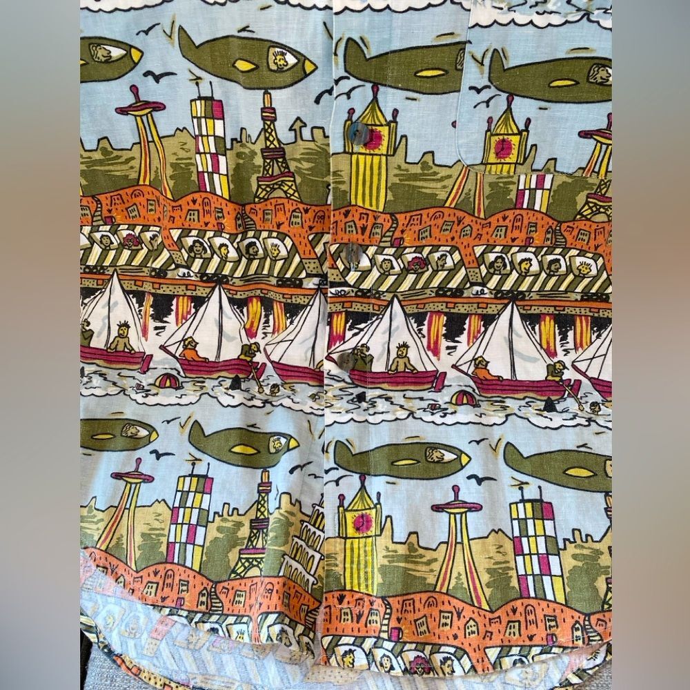 The Territory Ahead Men’s Large button front short sleeve linen cotton fun. - Picture 7 of 8